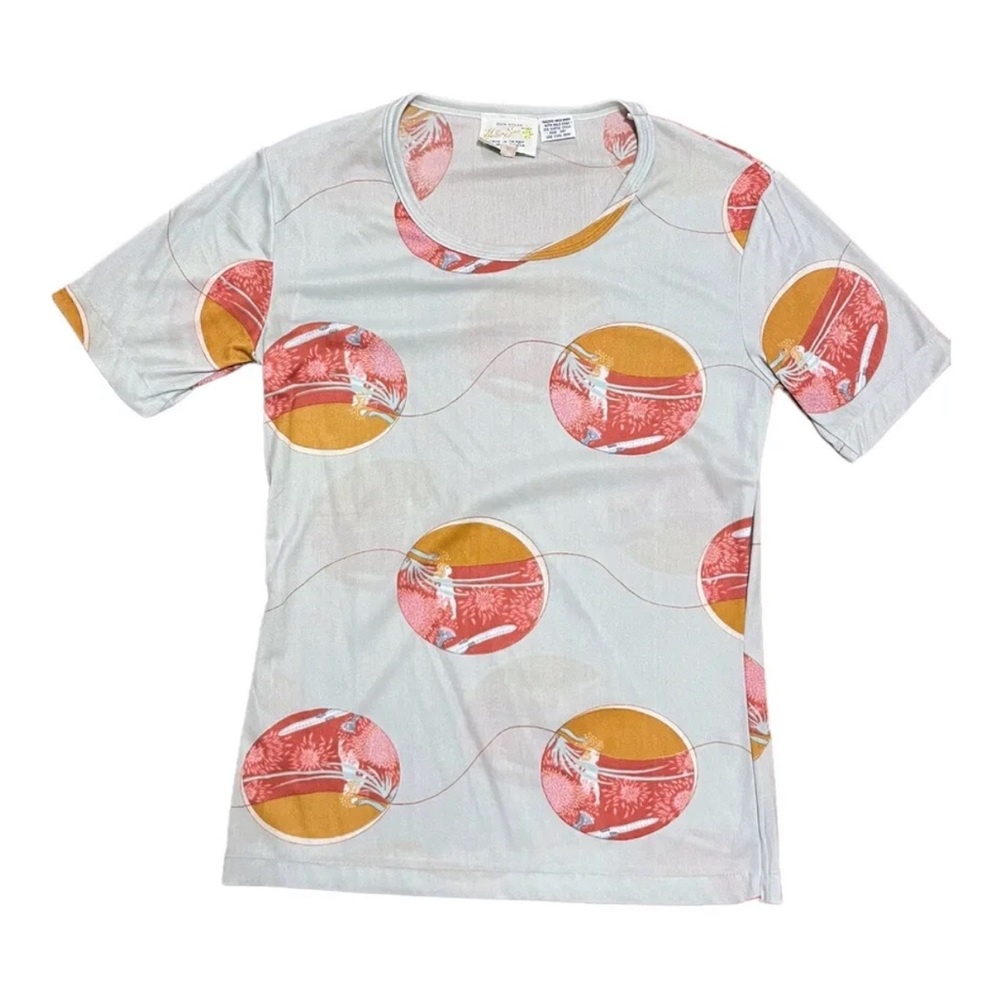 Vintage Surf Tee 60s Graphic Top Blue Helen Sue Size Small